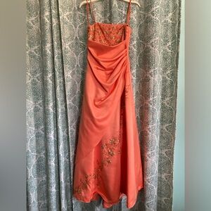 Y2K City Triangles Orange Prom Dress, Size 5